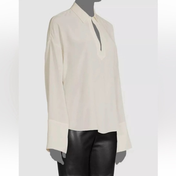 Rebecca Taylor Women's Essential Silk Blouse Top in Snow Size S - Picture 3 of 14